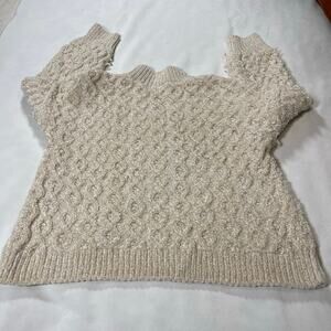 Sanctuary Anthropologie Women’s XL Cream Chunky Knit Sweater Textured Mock Neck